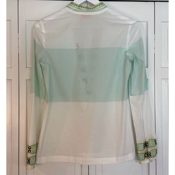 Tory Burch white green ombre embroidered tunic blouse 0 - Picture 11 of 11